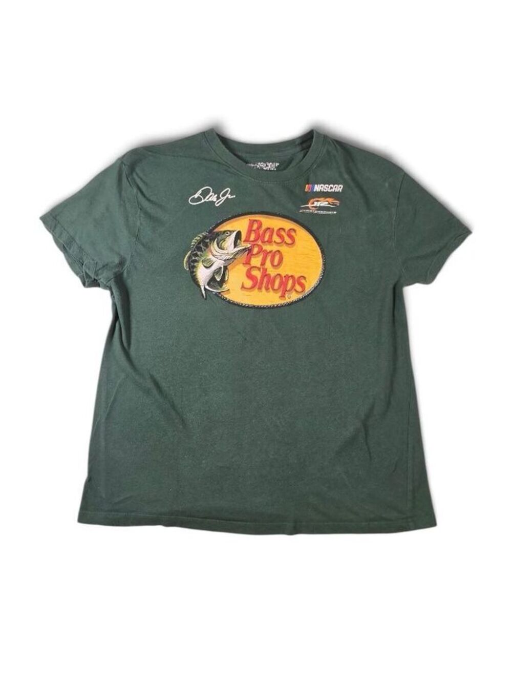 Dale Earnhardt Jr Bass Pro Shops NASCAR JR Motorsports Green Graphic T Shirt M
